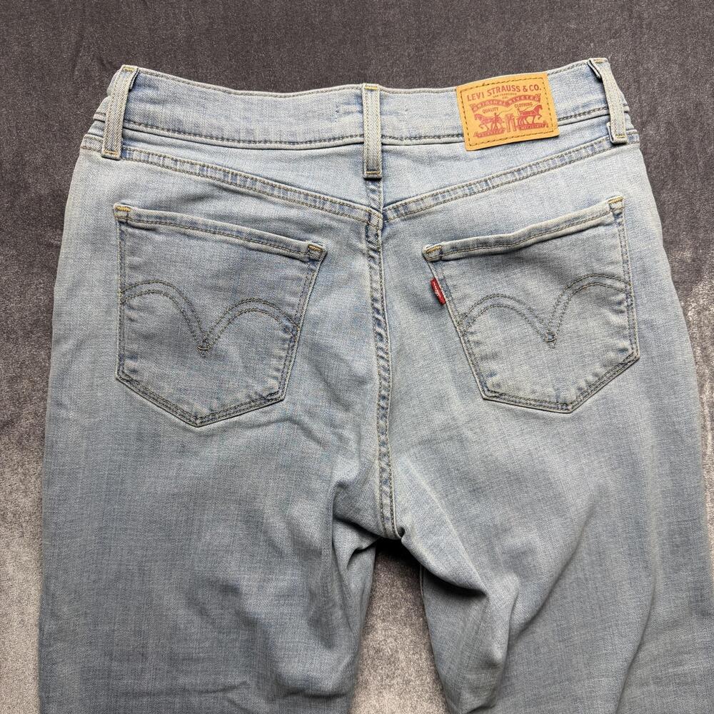 Levis Classic Straight Jeans Womens 4 Blue Mid Rise Distressed Fringe Hem Denim - Picture 10 of 11